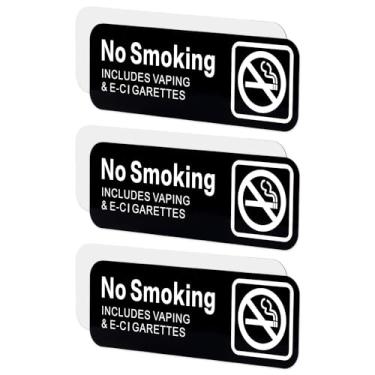 Imagem de 3 placas para não fumar, não vaping, para negócios, 22 x 7 cm, autoadesivas, para negócios, não fumar, não fumar, sinais de não fumar, para casa, escritório, negócios, atividades ao ar livre