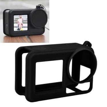 Imagem de Capa de silicone para Action 5 Pro, capa de silicone macio à prova de poeira e capa de tampa de lente com alça de mão (preto)