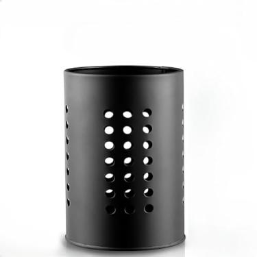 Imagem de Porta Talheres de Cozinha Inox Organizador Moderno e Escorredor Redondo para Bancada e Gaveta(Inox Preto 12cm 6519)