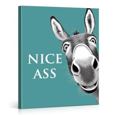 Imagem de Pôster engraçado de parede de banheiro burro banheiro humor arte impressão de casa de fazenda casa de banho decoração de parede 20 x 25 centímetros