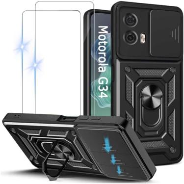 Imagem de Capinha Capa para Motorola Moto G34 5G + 2 Películas de Vidro Temperado | Capa Anti-Impacto | Proteção da Câmera | Resistente a Arranhões | Aberturas Precisos | Armadura Militar