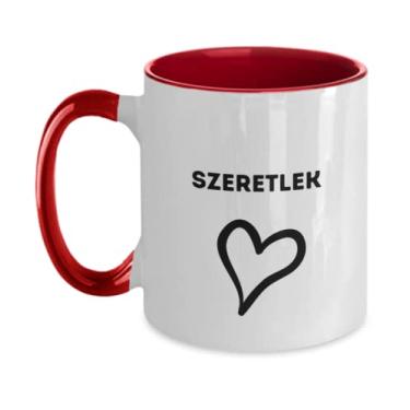 Imagem de Caneca húngara, ideias de presente de amor Szeretlek para Hungria, esposa, marido, namorado, namorada, dia dos namorados, copo "I Love You"