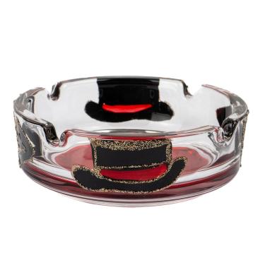 Imagem de Cinzeiro Exu Seu 7 Vidro Pintado Redondo 10 cm 4 Apoios