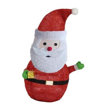 Imagem de Baoblaze Decoração de Natal brilhante para áreas externas, bonecos de Papai Noel com LED, enfeite de Natal fofo e dobrável para sala, cozinha, casa, jardim e, Papai Noel