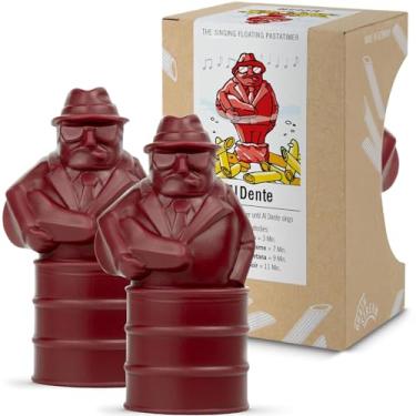 Imagem de Al Dente Red – O temporizador flutuante de macarrão cantante (pacote com 2): canta músicas diferentes quando a massa está pronta em 3, 7, 9 e 11 minutos, ferve com qualquer massa na panela, flutua em