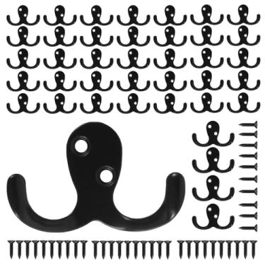 Imagem de 40 peças de ganchos de liga de zinco com garras duplas para pendurar saco de chapéu, copo, chave, ganchos de parede resistentes montados na parede com 80 parafusos para banheiro, sala de estar