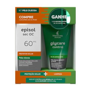Imagem de Kit Mantecorp Protetor Solar Facial Episol Sec OC FPS 60 60ml Sem Cor + Gel de Limpeza Facial Glycare Control 60g