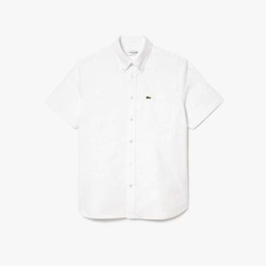 Imagem de Camisa Regular Fit de Manga Curta em Oxford - LACOSTE, 40, Branco puro