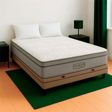 Imagem de Cama Box Viúvo Bege E Colchão Los Angeles Molas Vstore