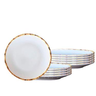 Imagem de Jogo 10 Pratos Rasos 27cm Borda de Bambu 1ª Linha Scalla