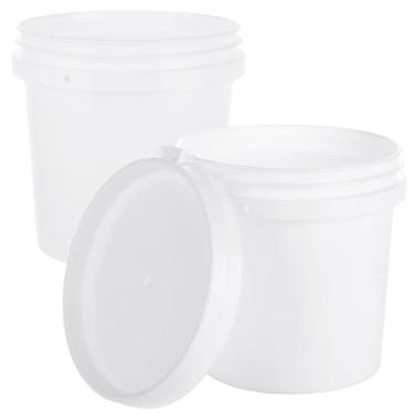 Imagem de AKOLAFE Pacote com 2 Baldes de tinta pequenos para pintura, latas de tinta de 1 litro, 2 litros, recipientes de armazenamento de tinta de retoque de plástico, recipientes de tinta com tampas, latas de