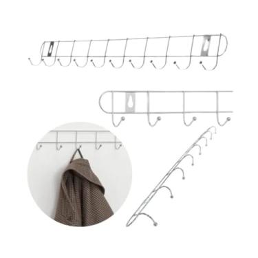 Imagem de Cabideiro Parede Roupa Versatil Multiuso 10 Ganchos Banheiro Cromado