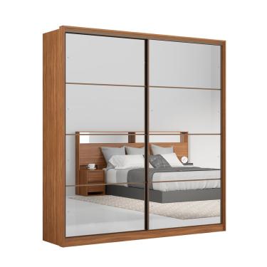 Imagem de Guarda Roupa Casal 2 Portas Com Espelhos Roma Nogueira Preto