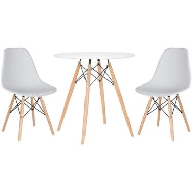 Imagem de Conjunto Mesa Jantar Eiffel 70cm Branca + 2 Cadeiras Charles Eames - Branca