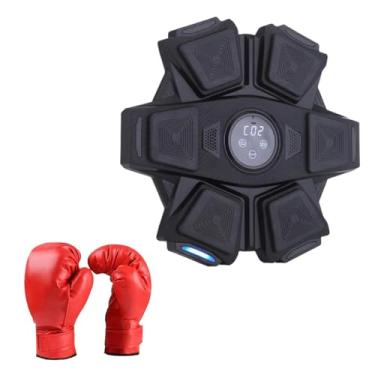 Imagem de YIJU Máquina de boxe inteligente, alvo de parede, equipamento de treinamento de agilidade, treinador de boxe com luvas para exercícios de kickboxing em, Luvas Infantis Pretas