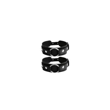 Imagem de Pulseiras de couro masculinas, pulseiras punk ajustáveis para o braço com anel de metal, faixas pretas para braço rock, acessórios de festa, 1, Couro