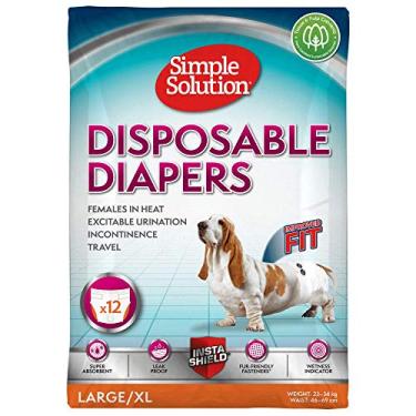Imagem de Simple Solution Fraldas descartáveis para cães para mulheres | Ajuste super absorvente à prova de vazamento | Grande | 12 unidades, branco (10585)