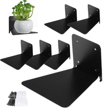 Imagem de Prateleiras de parede para livros, prateleira de livros | Conjunto de 6 decorações organizadoras de armazenamento rack invisível para sala de estar e fazenda