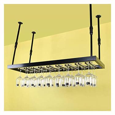 Imagem de ZJYWMM Rack de taça de vinho suspenso estilo europeu, rack de vinho de cabeça para baixo, rack de cálice de bar de bar, suporte de copo criativo para decoração de armário de vinho (cor: preto, tamanho