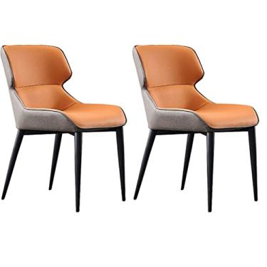 Imagem de Cadeiras de móveis de sala de jantar de cozinha, conjunto de 2 cadeiras de jantar de couro PU com encosto alto acolchoado macio cadeiras de sala de estar com pernas pretas para cadeiras de jantar e