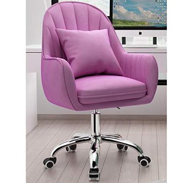 Imagem de MCLAYF Cadeira de escritório moderna, encosto médio, sem braços, roxo, estofado de veludo, altura ajustável, giratória, 360 graus, capacidade de 499 kg, casa, escritórios, salas de reunião, recepção