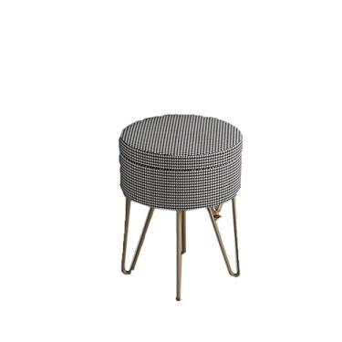 Imagem de ZABEES Banqueta redonda para descanso de pés, cadeira de armazenamento, cadeira de armazenamento, banqueta pequena com pernas douradas para sala de estar, casa, assento acolchoado