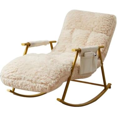 Imagem de FENOKD Cadeira de balanço relaxante com bolsos laterais, poltrona basculante de leitura confortável, cadeira de assento acolchoada, adequada para quarto, escritório, sala de estar