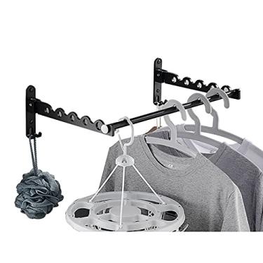 Imagem de EESCZVGBDX Suporte para lavanderia, aerador de parede, rack de secador de roupas de liga de alumínio, suporte dobrável para varanda e secagem de varanda multifunções push and pull retrátil, arejador