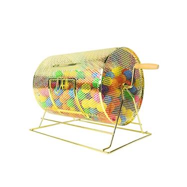 Imagem de Caixa de loteria de metal colorida com alça giratória de madeira adequada para promoções de sorteios etc. Bolas não incluídas) Pequena (média)