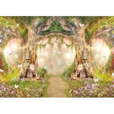 Imagem de DePhoto Pano de fundo de primavera, 1,8 m x 1,8 m, jardim de borboleta, conto de fadas, cenário fotográfico para chá de bebê, festa de aniversário, meninas, crianças, adereços de estúdio de fotografia