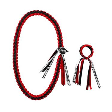 Imagem de MMIUAEG Colar de formatura de corda de honra trançada feito à mão Leis pulseiras de formatura para colégio, faculdade, fita requintada, fecho de laço, presente de formatura, Medium, Zinco, Sem Pedra