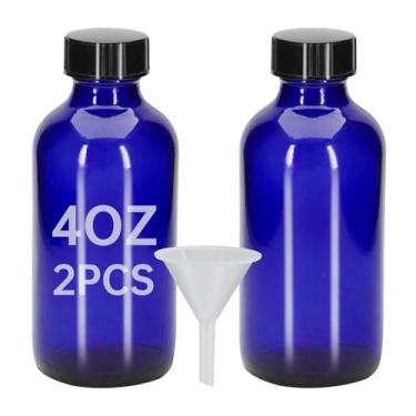 Imagem de REUJIHXY 2 garrafas de vidro Bule de 118 ml - frascos de vidro pequenos com tampas pretas garrafa vazia de Boston, frascos dispensadores para extrato de baunilha caseiro, óleos essenciais, fitoterapia