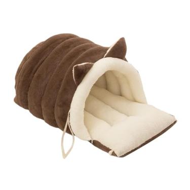 Imagem de Gralara Cama-caverna em forma de pantufa para animais de estimação, saco de dormir, esconderijo confortável e removível, casinha/para, sofá/gato, Café Leve