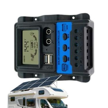 Imagem de Controlador De Carga Para Painel Solar | Regulador Inteligente 12V/24V - Controlador de Carga com Display LCD Dupla Porta USB 30A para Painel Solar,para Teto de Embarcação Iate Oficina