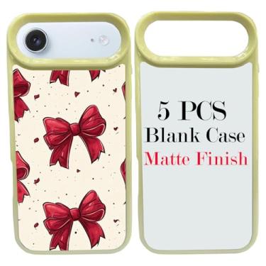 Imagem de JUSTRY 5 conjuntos de capas de telefone em branco de sublimação para iPhone iPhone Air, 2 em 1 2D DIY TPU capa móvel em branco capa de borracha macia + inserções foscas, fácil de sublimar