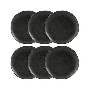 Imagem de Conjunto com 6 Pratos de Sobremesa Porto Brasil Orgânico Carbon em Stoneware 19,1cm – Preto