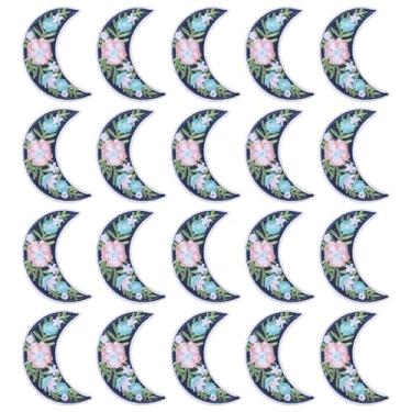 Imagem de FREEBLOSS 20 peças de adesivos de lua de ferro colorido bonito aplique de lua para roupas, jeans, jaquetas, decoração faça você mesmo, 6 cm x 4,3 cm