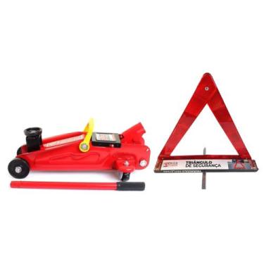 Imagem de COMP Kit Macaco Hidráulico Jacaré 2T com Maleta + Triângulo de Sinaliz