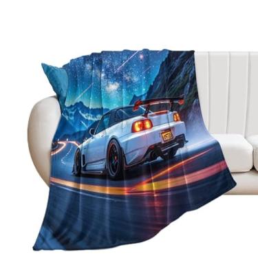 Imagem de HouLaiZhe Cobertor super macio de flanela JDM carro S2000 sob as estrelas cobertores leves de resfriamento para sofá-cama cadeira sofá carro viagem ao ar livre leve quente 127 x 152 cm