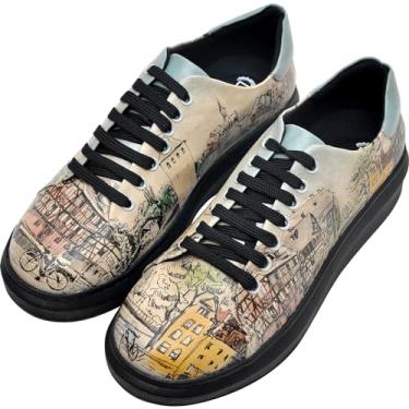 Imagem de DOGO Tênis feminino plataforma plataforma, feito à mão, couro vegano, exclusivo, Dê um passeio, 35