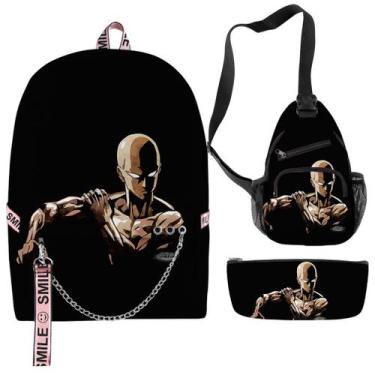 Imagem de Conjunto de mochilas One Punch Man School de 3 peças para crianças - Y