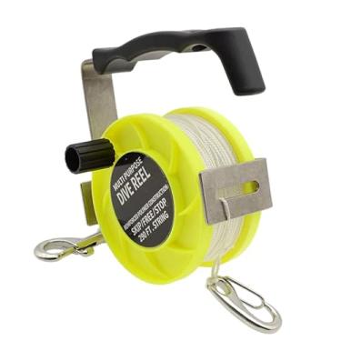 Imagem de Fenteer Carretel de mergulho com cabo ajustável, equipamento de mergulho SMB, carretel para autônomo, para caiaque, deriva subaquática e navegação, Amarelo 290 Pés