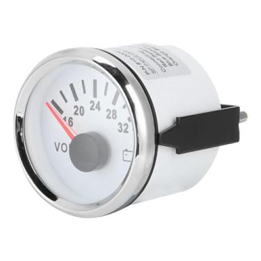 Imagem de Acouto Voltímetro de Luz de Fundo Vermelho de 52 Mm Com Tensão de Trabalho de 9-32 V para Barco, Carro, Motocicleta, Caminhão - Design Em Aço Inoxidável 316L (Capa prateada com mostrador branco)