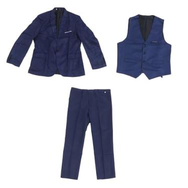 Imagem de aqxreight Conjunto de 3 Peças de Jaqueta Masculina, Colete e Calças, Gola Virada para Baixo, Bolso No Peito, 1 Botão, Ajuste fino? ​​Terno Preto 3XL Pode Projetar e Estilizar Uma Jaqueta Com um (XL)