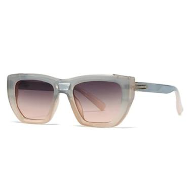 Imagem de HCPIHF Óculos de sol femininos da moda, retrô, com rebites, tons degradê, uv400, masculino (azul, rosa, cinza, rosa)