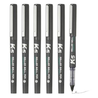 Imagem de PATIKIL Caneta esferográfica de tinta líquida preta, 6 peças de grande capacidade de secagem rápida de 0,5 mm canetas de ponta fina, para escritório, arte, artesanato, scrapbooks, desenho, diário