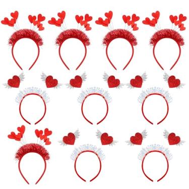 Imagem de Cotiny 10 Pack Valentine Heart Headbands Cute Red Heart Boppers Hairbands Plastic Love Headwear Accessories for Valentine Wedding Anniversary Party Favors