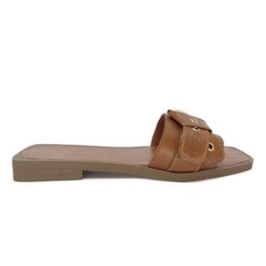 Imagem de Rasteirinha Feminina Bottero Couro Caramelo com Fivela-Feminino