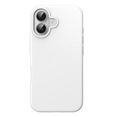 Imagem de JETech Capa Silicone Líquido para iPhone 16 6,1 Polegadas, Case Protetora de Corpo Inteiro com Toque Macio e Sedoso, Capinha Antirriscos com Forro de Microfibra (Branco)
