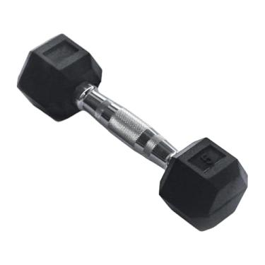 Imagem de Dynwave Halteres octogonais de borracha com cabo antiderrapante para exercícios de força e condicionamento físico, ideais para homens e mulheres, 5 Libras